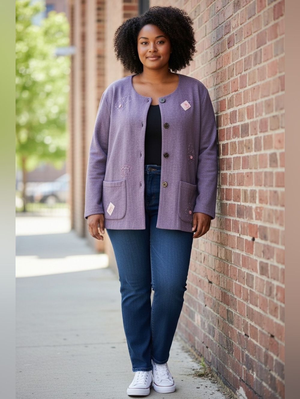 Vintage David Dart Wool Blend Lilac Button-Front Cardigan Jacket Fall